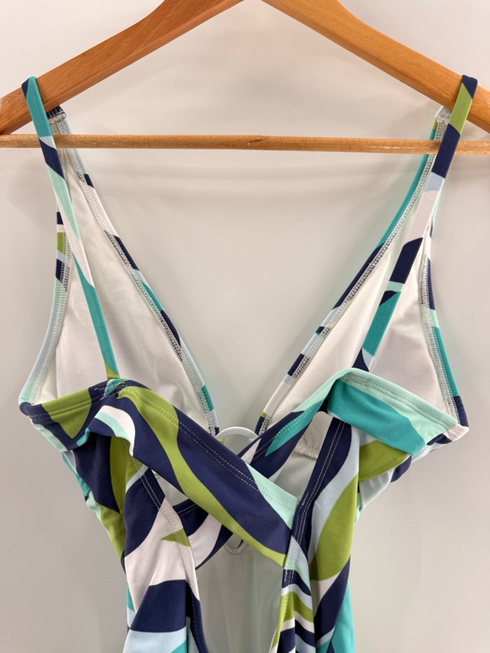NWT Sanctuary Multi Color Retro Print Deep Plunge Swimsuit Blue Green Size XS - Picture 5 of 12